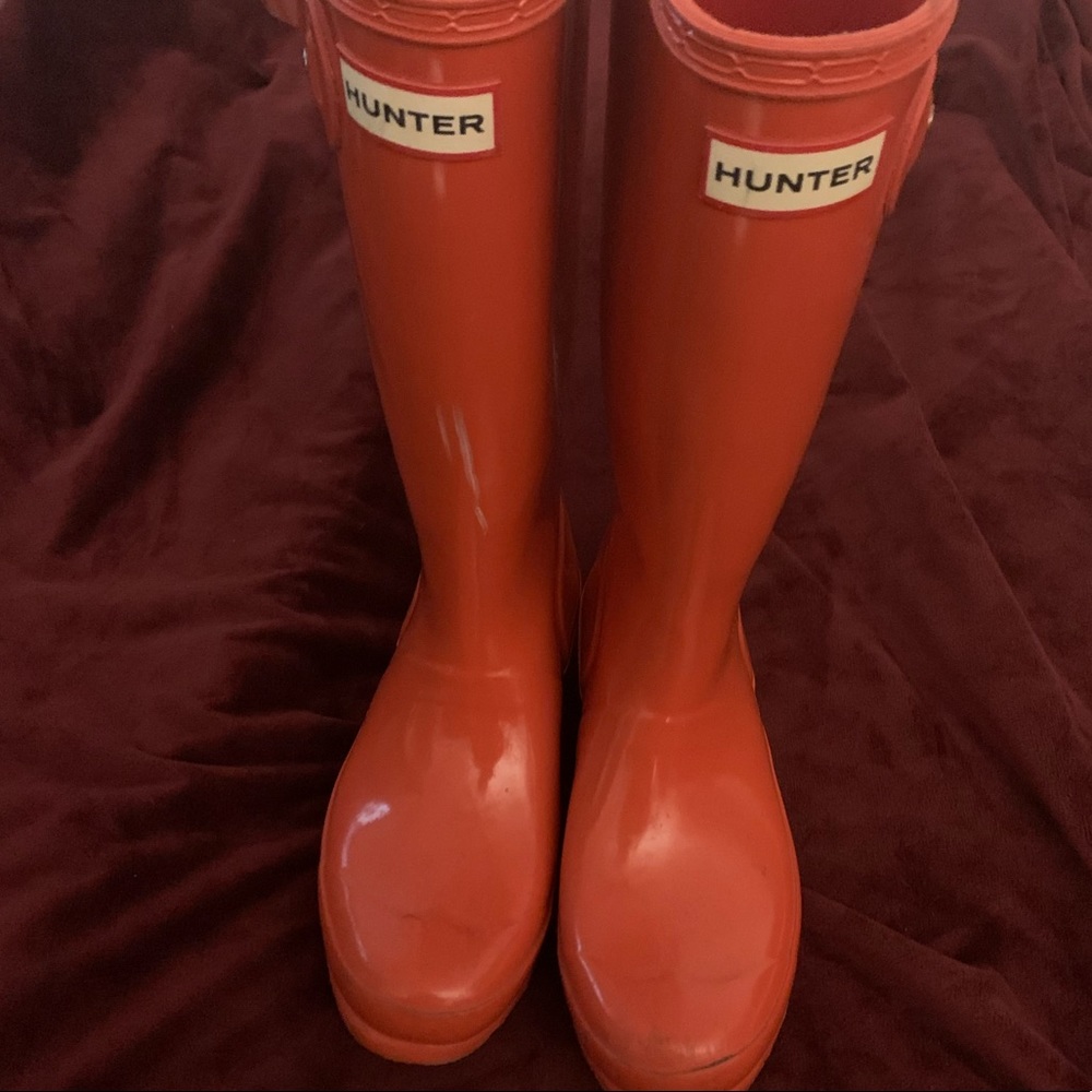 Girls Hunter tangerine rain boots